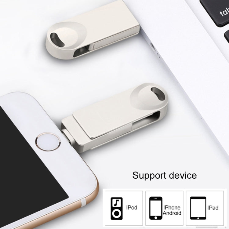Rynx | S29 3 in 1 128GB Micro USB + USB + 8 Pin Interface Metal Twister Flash Drive (Silver)