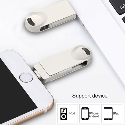 Rynx | S29 3 in 1 128GB Micro USB + USB + 8 Pin Interface Metal Twister Flash Drive (Silver)