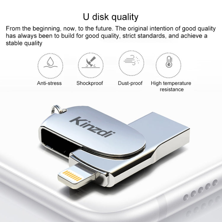 Rynx | Kinzdi 32GB USB + 8 Pin Interface Metal Twister Flash U Disk (Silver)