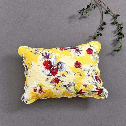 Rynx | Radiant Sunshine Yellow Hummingbirds Floral Wave Edge Bedspread Set