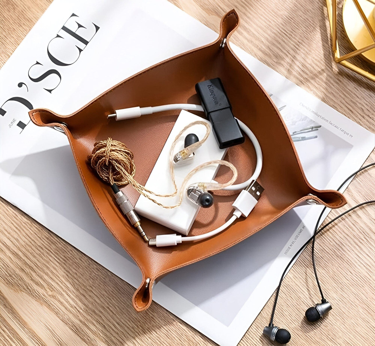 RYNX | Leather Tray Catch Basin Storage Box