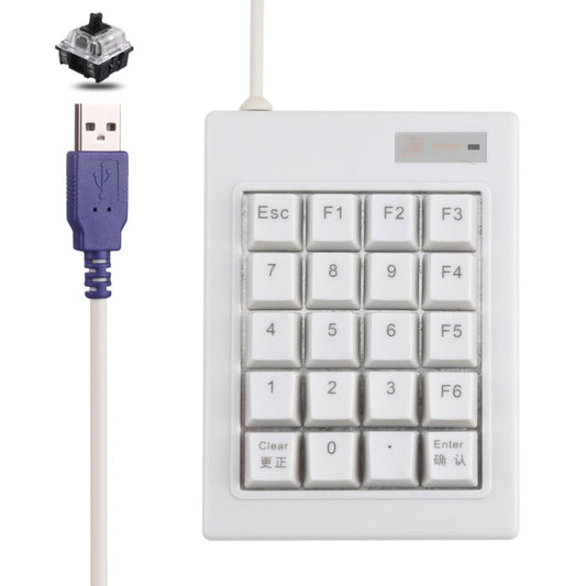 Rynx | DX-20A 20-Key USB Wired Mechanical Black Wave Mini Dial Keyboard (White)