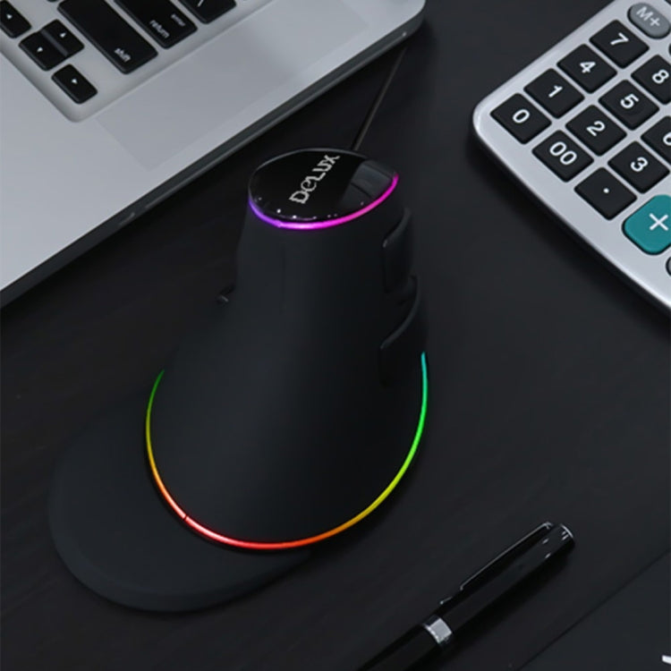 Rynx | DELUX M618 Plus RGB Wired Optical Mouse Ergonomic Vertical Mouse 4000DPI