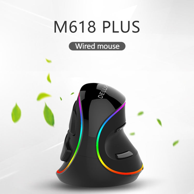 Rynx | DELUX M618 Plus RGB Wired Optical Mouse Ergonomic Vertical Mouse 4000DPI