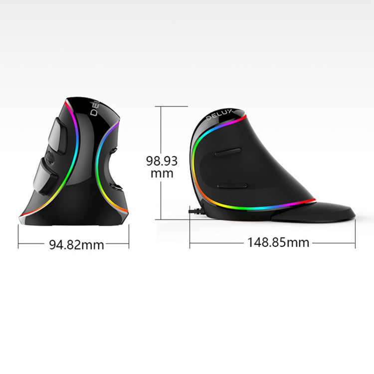 Rynx | DELUX M618 Plus RGB Wired Optical Mouse Ergonomic Vertical Mouse 4000DPI