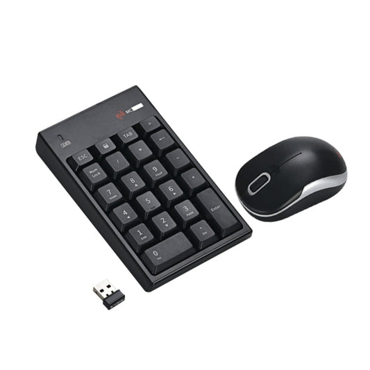 Rynx | MC Cable MC-61CB 2.4GHz Wireless Mouse + 22-Key Numeric Keypad Keyboard with USB Receiver Set for Computer PC Laptop (Black)