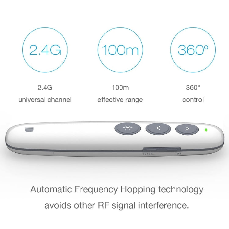 Rynx | Doosl DSIT007 2.4 GHz rechargeable PowerPoint presentation wireless clicker remote control pen, control range: 100m (White)