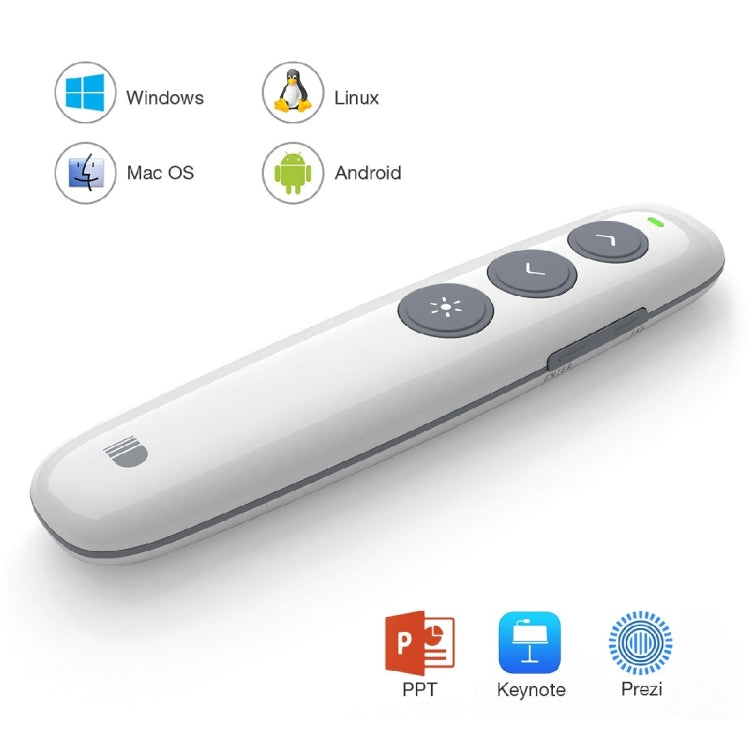 Rynx | Doosl DSIT007 2.4 GHz rechargeable PowerPoint presentation wireless clicker remote control pen, control range: 100m (White)
