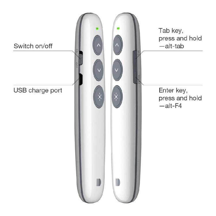 Rynx | Doosl DSIT007 2.4 GHz rechargeable PowerPoint presentation wireless clicker remote control pen, control range: 100m (White)