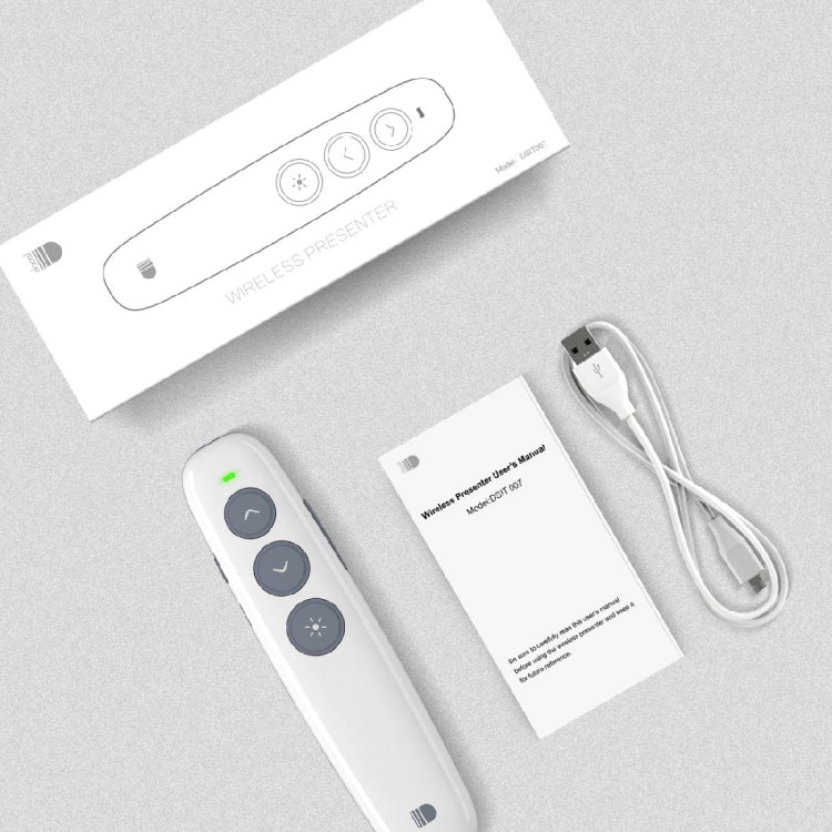 Rynx | Doosl DSIT007 2.4 GHz rechargeable PowerPoint presentation wireless clicker remote control pen, control range: 100m (White)