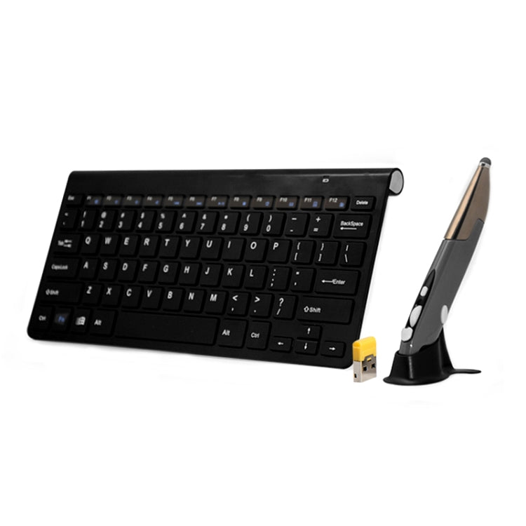 Rynx | KM-909 2.4GHz Wireless Multimedia Keyboard + Wireless Optical Pen Mouse with USB Receiver Set for Computer PC Laptop, Random Stylus Mouse Color Delivery (Black)