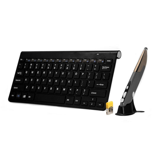 Rynx | KM-909 2.4GHz Wireless Multimedia Keyboard + Wireless Optical Pen Mouse with USB Receiver Set for Computer PC Laptop, Random Stylus Mouse Color Delivery (Black)