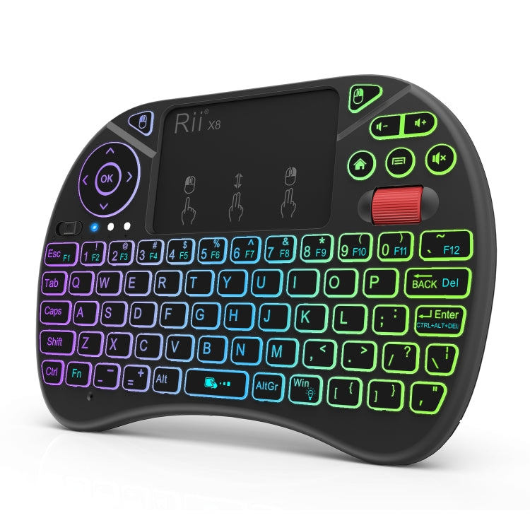Rynx | Rii X8 RT716 2.4GHz Mini Wireless QWERTY 71 Key Keyboard, 2.5 Inch Touchpad Combo with Backlight (Black)