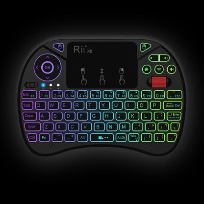 Rynx | Rii X8 RT716 2.4GHz Mini Wireless QWERTY 71 Key Keyboard, 2.5 Inch Touchpad Combo with Backlight (Black)