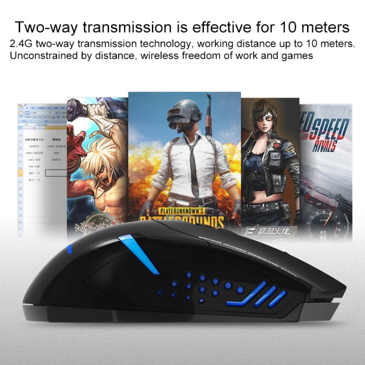 Rynx | ET X-08 7-Button 2400DPI 2.4G Wireless Silent Gaming Mouse with USB Receiver & Colorful Backlighting (Black)