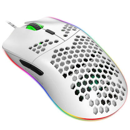 Rynx | HXSJ J900 6 Buttons RGB Lighting Programmable Gaming Wired Mouse (White)
