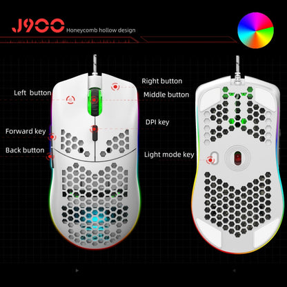 Rynx | HXSJ J900 6 Buttons RGB Lighting Programmable Gaming Wired Mouse (White)