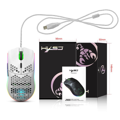 Rynx | HXSJ J900 6 Buttons RGB Lighting Programmable Gaming Wired Mouse (White)