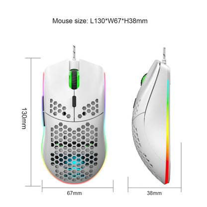 Rynx | HXSJ J900 6 Buttons RGB Lighting Programmable Gaming Wired Mouse (White)