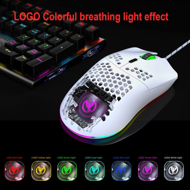 Rynx | HXSJ J900 6 Buttons RGB Lighting Programmable Gaming Wired Mouse (White)