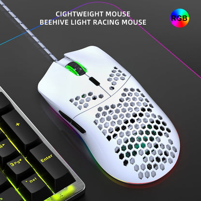 Rynx | HXSJ J900 6 Buttons RGB Lighting Programmable Gaming Wired Mouse (White)