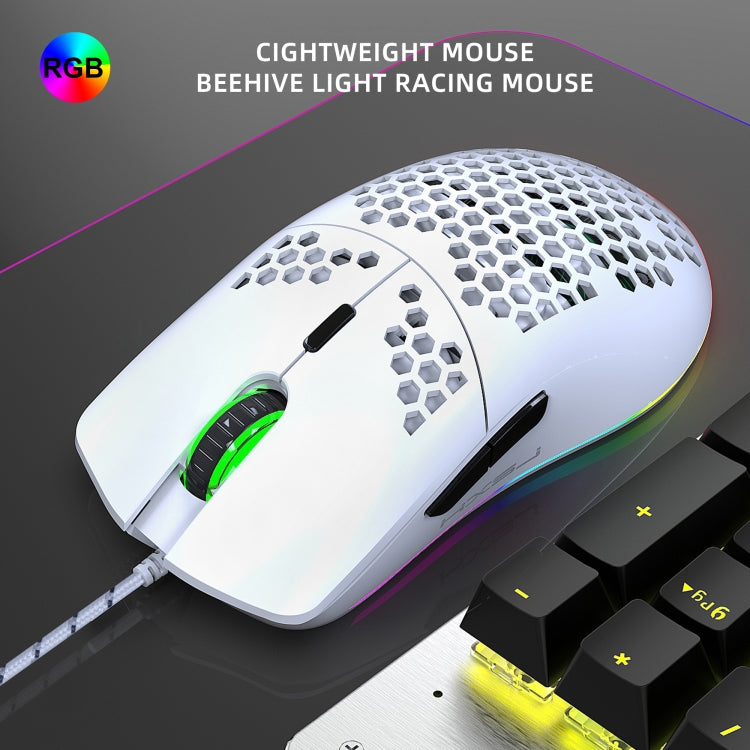 Rynx | HXSJ J900 6 Buttons RGB Lighting Programmable Gaming Wired Mouse (White)
