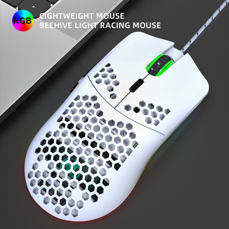 Rynx | HXSJ J900 6 Buttons RGB Lighting Programmable Gaming Wired Mouse (White)