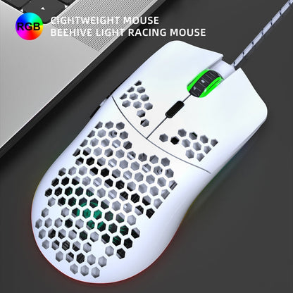 Rynx | HXSJ J900 6 Buttons RGB Lighting Programmable Gaming Wired Mouse (White)
