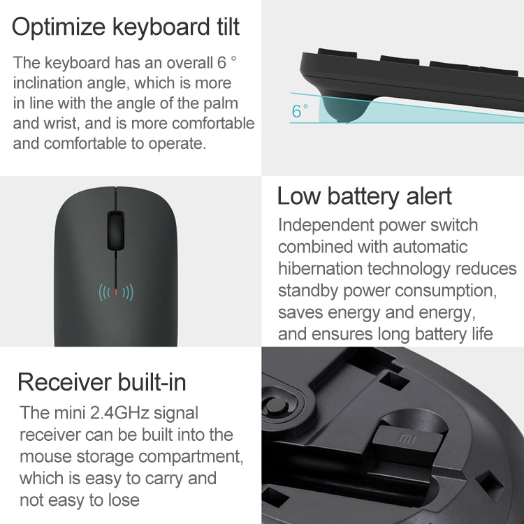 Rynx | Original Xiaomi 2.4GHz Wireless Keyboard + Mouse Set 2 for Notebook Desktop Laptop (Black)