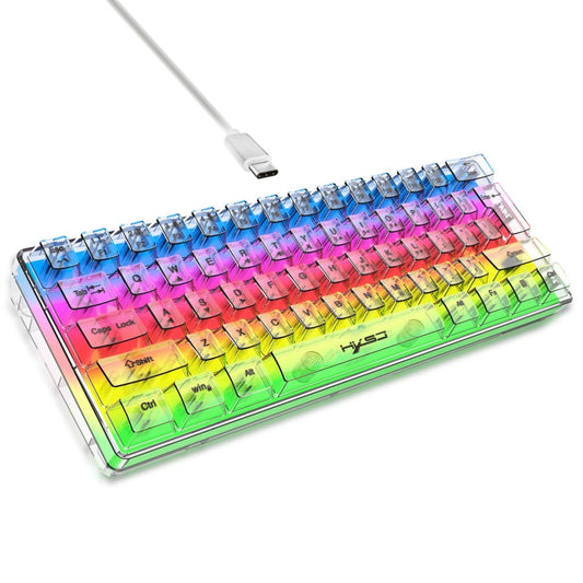 Rynx | HXSJ V700T 61-Key Wired Membrane RGB Backlit Mechanical Keyboard (Transparent)