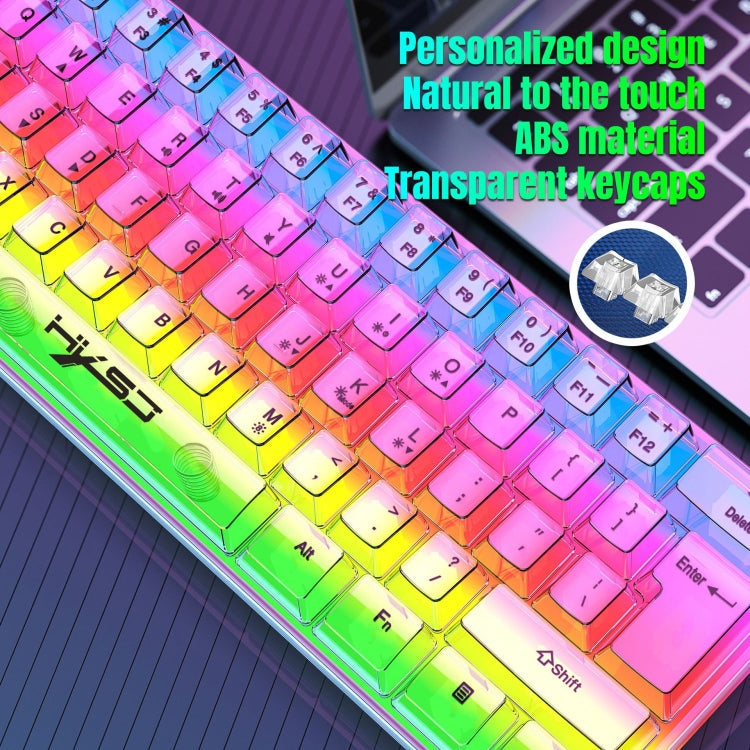 Rynx | HXSJ V700T 61-Key Wired Membrane RGB Backlit Mechanical Keyboard (Transparent)