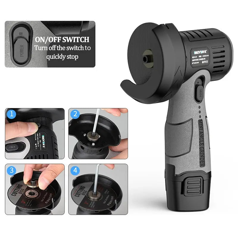 Rynx | Cordless Mini Angle Grinder with Cutting Disc