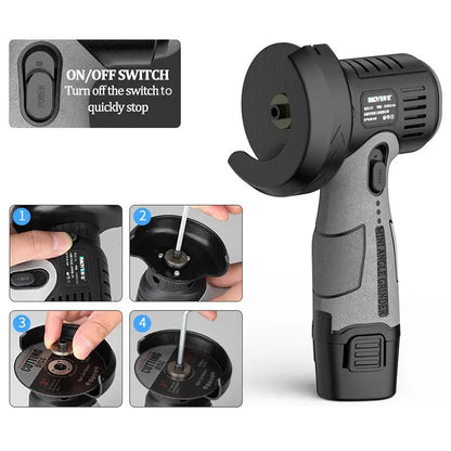 Rynx | Cordless Mini Angle Grinder with Cutting Disc