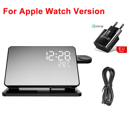 RYNX | Fast Charging Station Premium Wireless Fast Charging Station With Alarm For Apple Iphone, Watch & Airpods