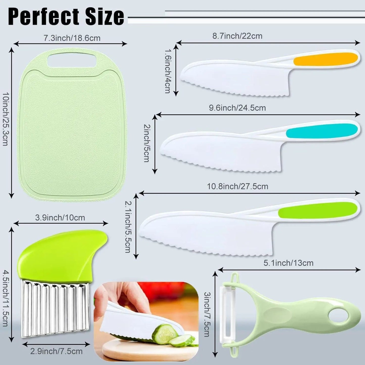 Rynx | Child-friendly kitchen set with knife, peeler & board