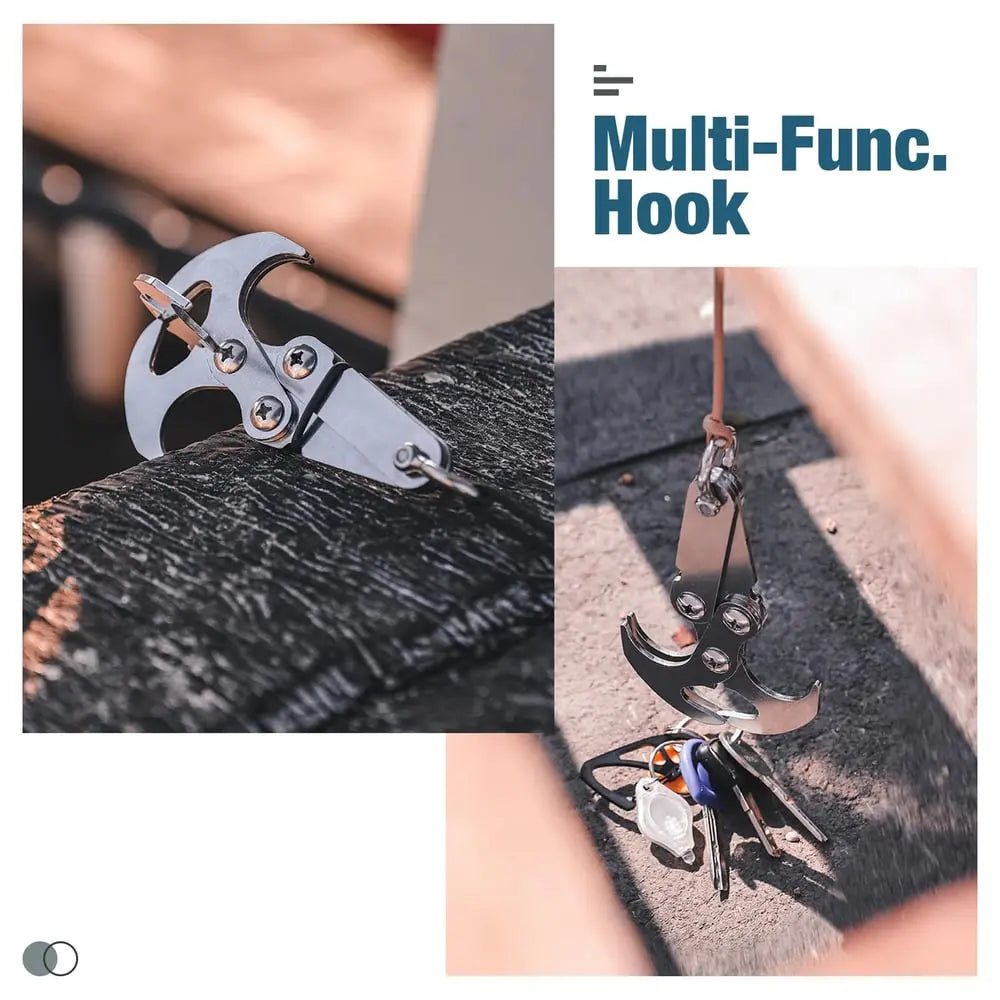 Rynx | Compact stainless steel multi-purpose outdoor hook with auto-grip claw