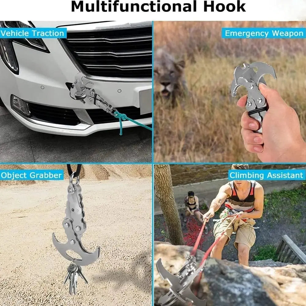 Rynx | Compact stainless steel multi-purpose outdoor hook with auto-grip claw