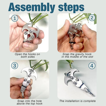 Rynx | Compact stainless steel multi-purpose outdoor hook with auto-grip claw