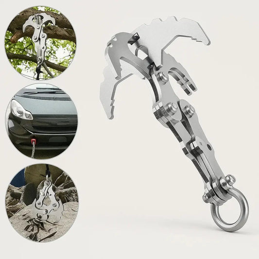 Rynx | Compact stainless steel multi-purpose outdoor hook with auto-grip claw