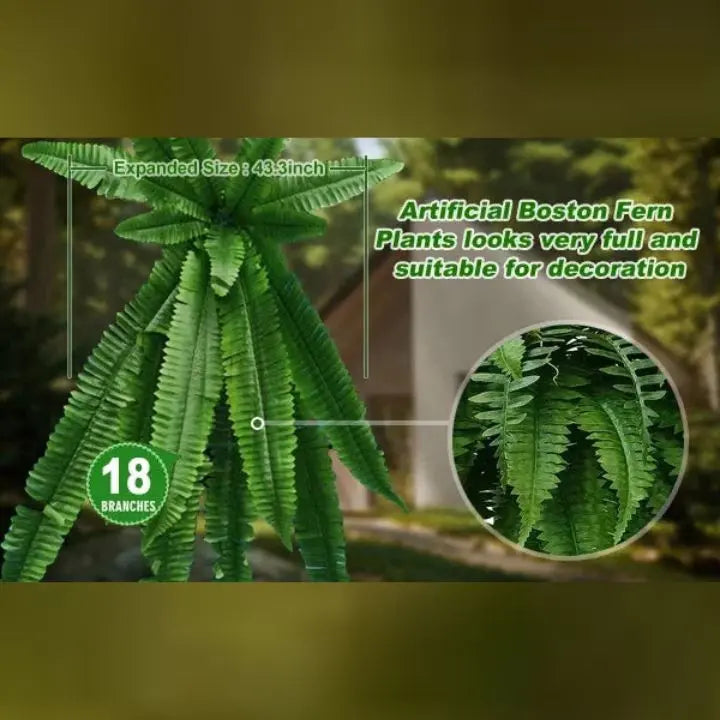 Rynx | Artificial Boston Fern Bundle - UV resistant & easy to care for (18 stems)