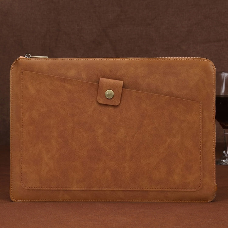 Rynx | 11.6 Inch Genuine Leather Zipper Laptop Tablet Bag, For Macbook, Samsung, Lenovo, Sony, DELL Alienware, CHUWI, ASUS, HP 11.6 Inch and Below Laptop (Brown)