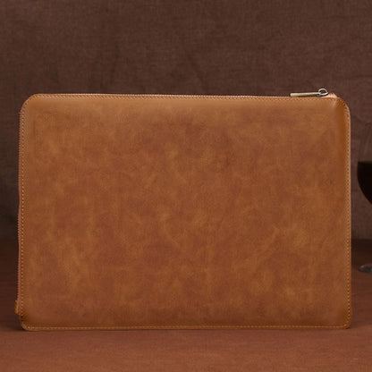 Rynx | 11.6 Inch Genuine Leather Zipper Laptop Tablet Bag, For Macbook, Samsung, Lenovo, Sony, DELL Alienware, CHUWI, ASUS, HP 11.6 Inch and Below Laptop (Brown)