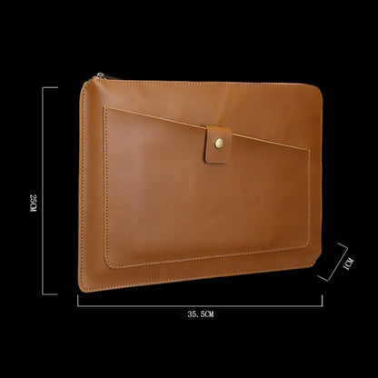 Rynx | 11.6 Inch Genuine Leather Zipper Laptop Tablet Bag, For Macbook, Samsung, Lenovo, Sony, DELL Alienware, CHUWI, ASUS, HP 11.6 Inch and Below Laptop (Brown)