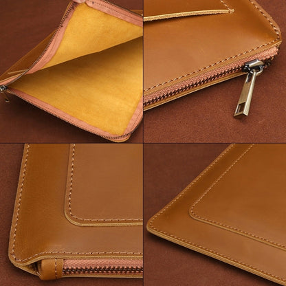 Rynx | 11.6 Inch Genuine Leather Zipper Laptop Tablet Bag, For Macbook, Samsung, Lenovo, Sony, DELL Alienware, CHUWI, ASUS, HP 11.6 Inch and Below Laptop (Brown)