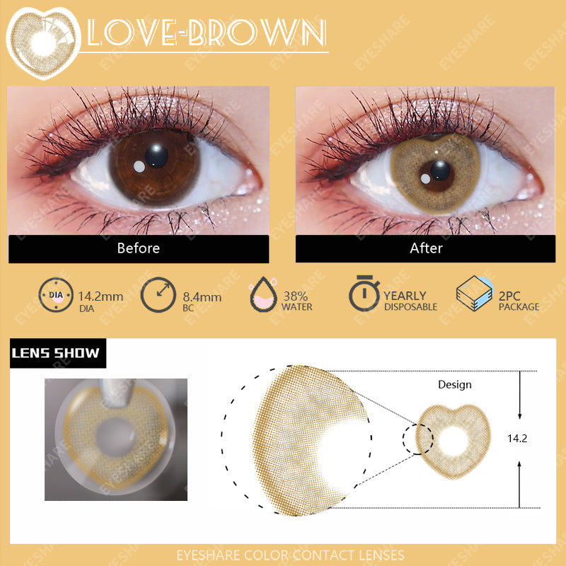 Rynx Love Brown 14.2mm 1 Pair | 1 Year