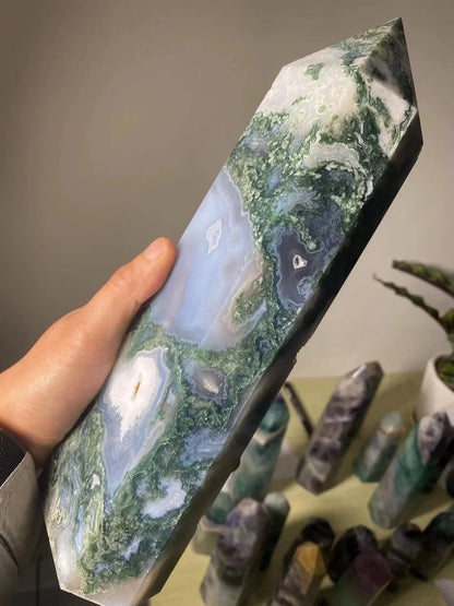 Rynx | Large Moss Agate Crystal Tower