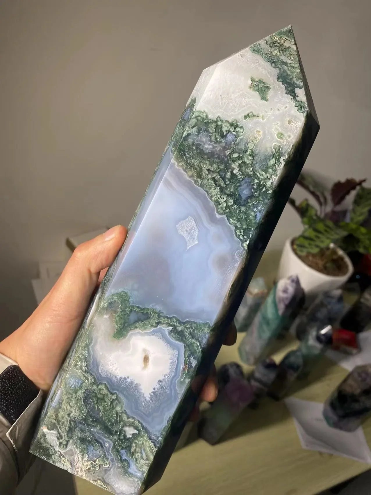 Rynx | Large Moss Agate Crystal Tower