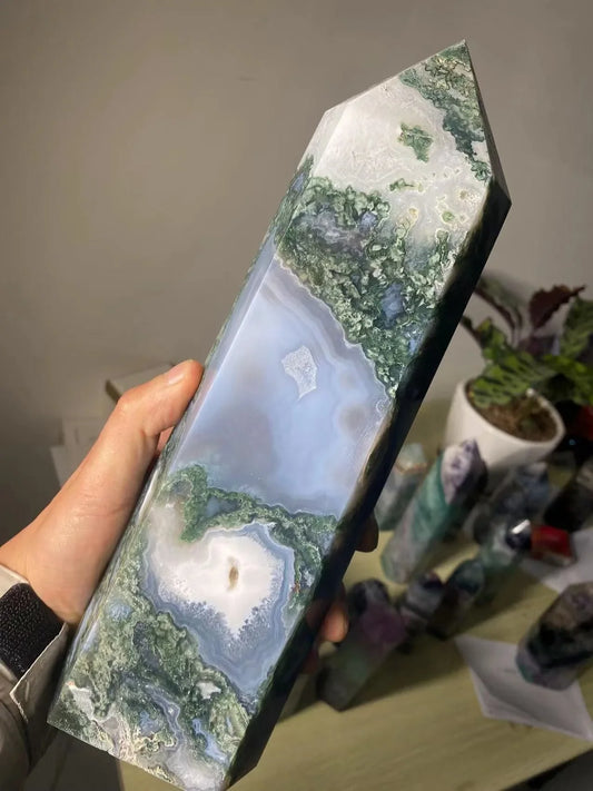 Rynx | Large Moss Agate Crystal Tower
