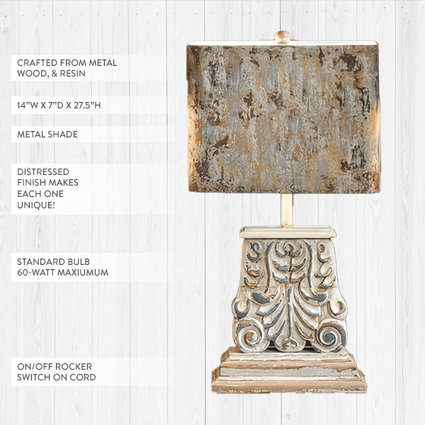 Rynx | Embellished table lamp with distressed metal shade