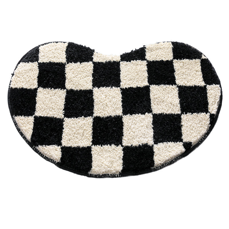 Rynx | Sweet Love Checkered Bath Mat, Heart-Shaped Bathroom Rug